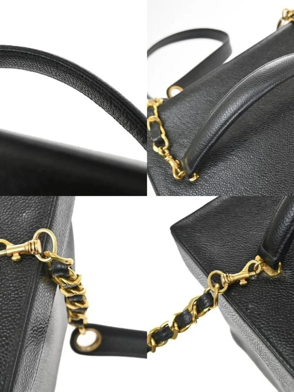 CHANEL CC Logo 2Way Vanity Bag Box Grained Calfskin Leather BK Vintage